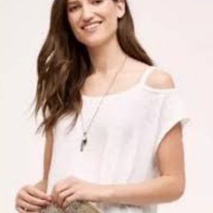 Left of Center White Cold Shoulder Tee